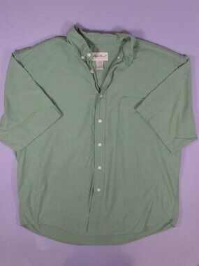 🌿 Eddie Bauer Green Button Down Shirt XL Cotton Coastal Dad Golf